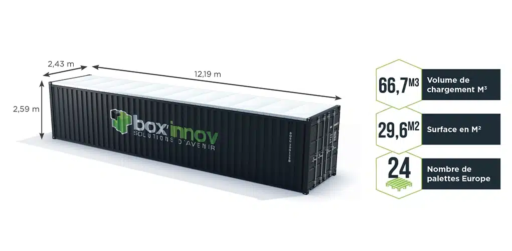 dimensions Conteneur dry 40 pieds open top
